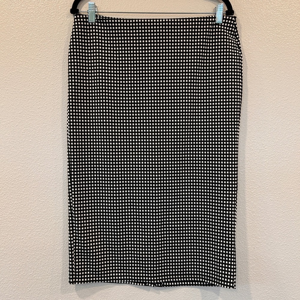 Old Navy Black White Checkered Jacquard Knit Pencil Skirt‎ Women's Medium